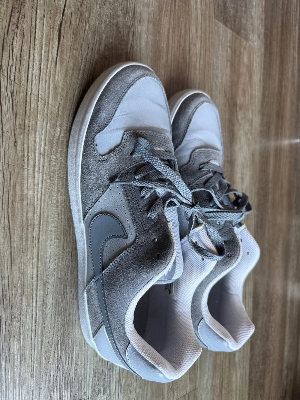 Nike Grey and White Low-Top Skate Sneakers